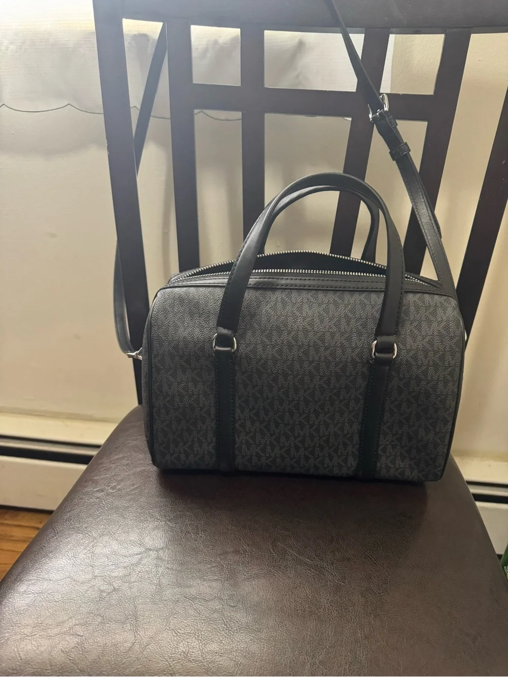 Michael Kors Black MK Logo Duffel Bag